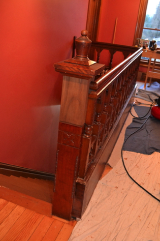 Newel cap and finial on. Newel cap and finial on.